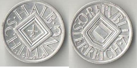 Австрия 1/2 шиллинга 1925 год (серебро)