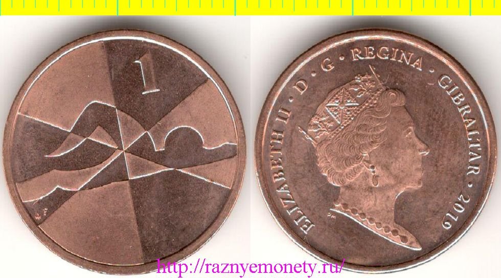 Гибралтар 1 пенни 2019 год - Островные игры  (Елизавета II)