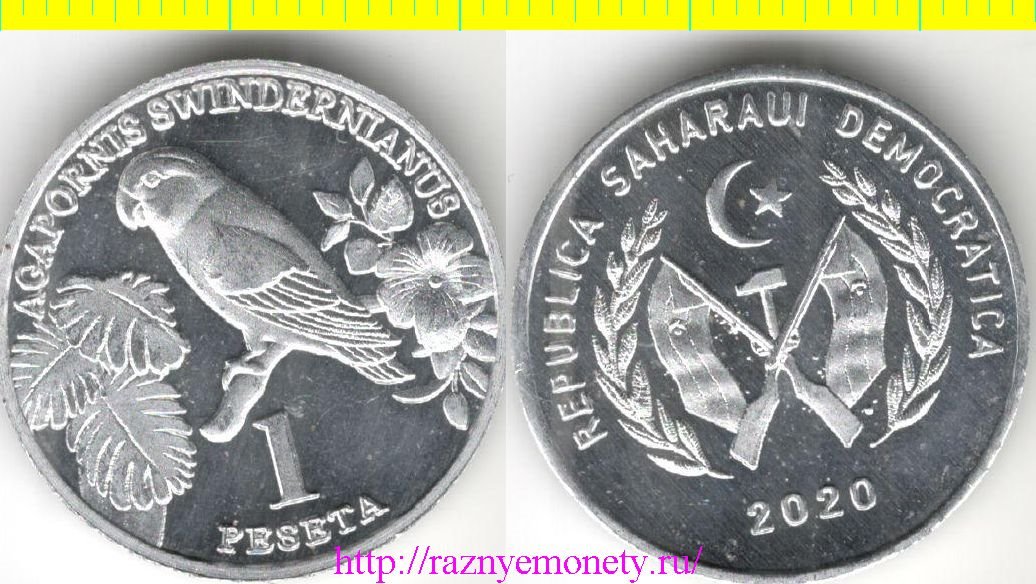 Западная Сахара 1 песета 2020 год - Попугай