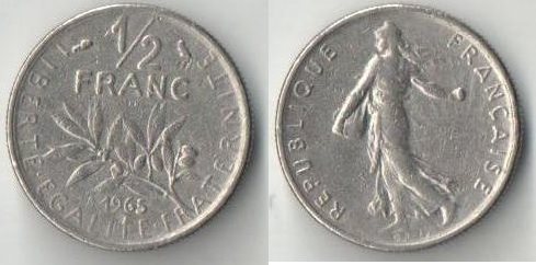 Франция 1/2 франка (1960-1997)