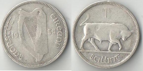 Ирландия 1 шиллинг (1928-1937) (тип I) (серебро)