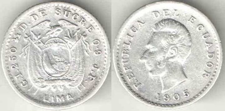 Эквадор 1/2 децимо (1893-1912) (тип II) (Лима) (серебро)
