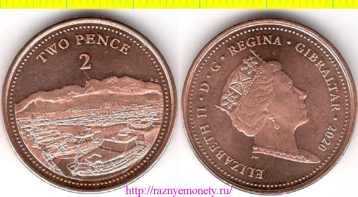 Гибралтар 2 пенни 2020 год (Елизавета II)