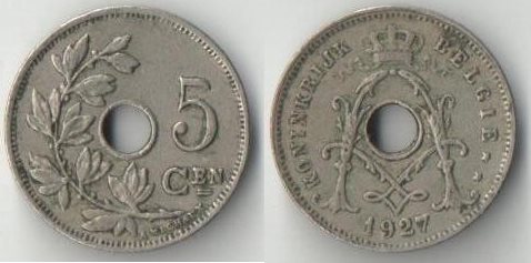 Бельгия 5 сантимов (1910-1928) (Belgiё) (медно-никель)