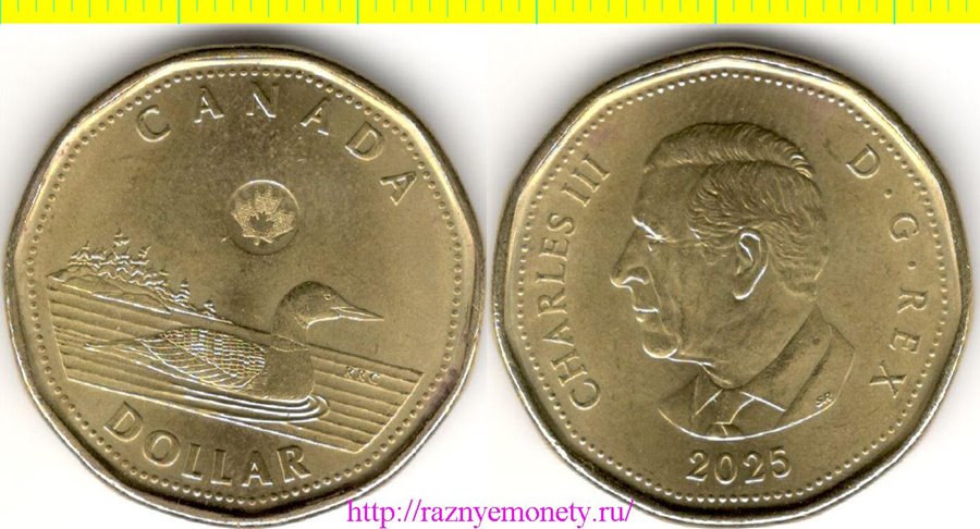 Канада 1 доллар 2025 год - КАРЛ III (ЧАРЛЬЗ III) утка - РЕДКОСТЬ