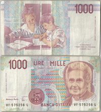 Италия 1000 лир 1990 год (обращение)
