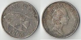 Бермуды (Бермудские острова) 5 центов 1994 год (Елизавета II) (тип II)