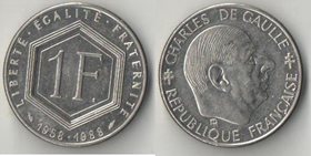 Франция 1 франк 1988 год (Шарль де Голь, 30-летие Пятой республики)