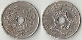 Бельгия 25 сантимов (1908-1909) (Belgique) (нечастый тип, номинал и год)