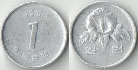 Корея Южная 1 вона (1983-1988) (тип III) (нечастый тип и номинал)