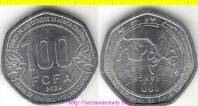 Центрально-Африканские Государства 100 франков 2024 год - антилопа