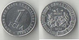Центральные африканские штаты 1 франк 2006 год (нечастый тип)