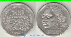 Конго 500 франков 1986 год (редкий тип и номинал)