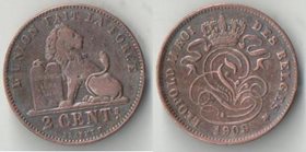 Бельгия 2 сантима 1909 год (Belges) (Леопольд II)