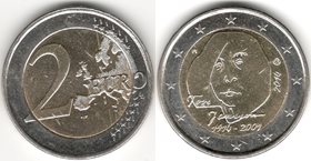 Финляндия 2 евро 2014 год (Туве Янссон) (биметалл)