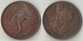 Австралия 1 пенни 1949 год (Георг VI не император) (гнутая)