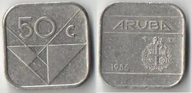 Аруба 50 центов (1986-1988) (Беатрикс, тип I, птичка)