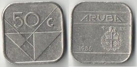 Аруба 50 центов (1986-1988) (Беатрикс, тип I, птичка)