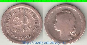 Португалия 20 сентаво (1924-1925) (бронза) (нечастый тип и номинал)