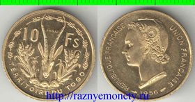 Того Французская 10 франков 1956 год ESSAI (большая редкость) Тираж 2300 шт.