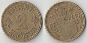 Исландия 2 кроны 1929 год (тип II, N-GJ) (год-тип)