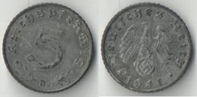 Германия (Третий Рейх) 5 пфеннигов 1941 год В (цинк)