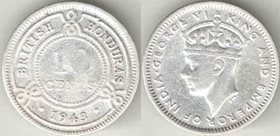 Британский Гондурас (Белиз) 10 центов 1943 год (Георг VI) (серебро) (редкость)