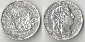 Гаити 20 сентимо 1881 год (серебро) (редкость)