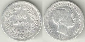 Португалия 100 рейс 1854 год (Педру V) (серебро) (год-тип)