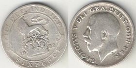 Великобритания 6 пенсов (1920-1925) (Георг V) (тип II) (серебро)