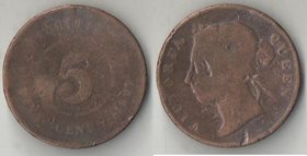 Маврикий 5 центов 1897 год (Виктория)