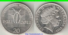 Австралия 20 центов 2011 год (Елизавета II) (международный женский день - 100 лет)
