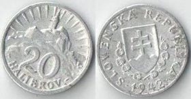 Словакия 20 геллеров 1942 год