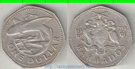 Барбадос 1 доллар (1973-1986) (тип I, диаметр 28мм) (медно-никель)