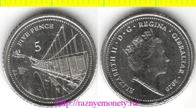 Гибралтар 5 пенсов 2020 год - мост (Елизавета II)