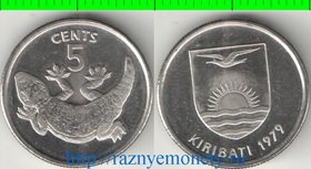 Кирибати 5 центов 1979 год (тип I) (медно-никель-сталь)