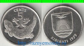 Кирибати 5 центов 1979 год (тип I) (медно-никель-сталь)
