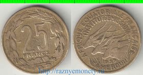 Экваториальная африка Французская (Камерун) 25 франков 1958 год (тип I, год-тип) (алюминий-бронза)