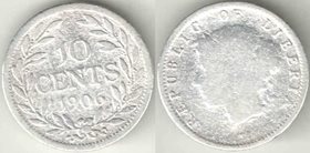Либерия 10 центов 1906 год (серебро) (редкость)
