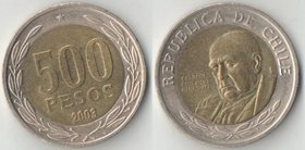 Чили 500 песо (2001-2003) (биметалл)
