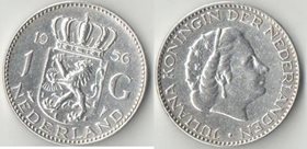 Нидерланды 1 гульден 1956 год (Юлиана, тип I, рыбка) (серебро)