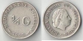 Нидерландские Антиллы 1/4 гульдена (1960-1965) (Юлиана, тип I, рыбка) (серебро)