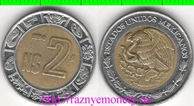 Мексика 2 песо (тип 1992-1995) (тип I, нечастый тип) (биметалл)