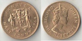 Ямайка 1/2 пенни 1964 год (Елизавета II) (нечастый тип)