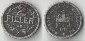 Венгрия 2 филлера 1917 год (железо) (редкий тип и номинал)