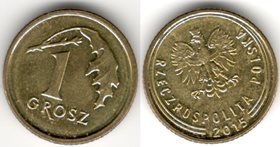 Польша 1 грош 2015 год