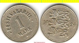 Эстония 1 марка 1924 год (год-тип, никель-бронза) нечастая