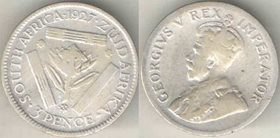 ЮАР 3 пенса 1927 год (Георг V) (тип III, 1931-1936) (серебро)