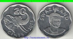 Свазиленд 20 центов 2015 год (Мсвати III)