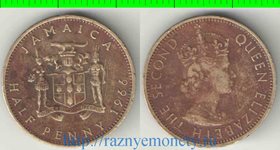Ямайка 1/2 пенни 1966 год (Елизавета II) (нечастый тип)